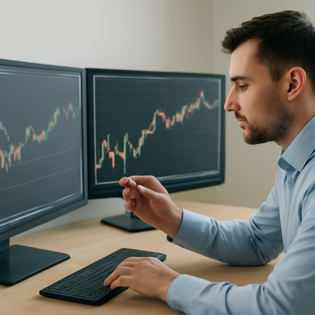 Forex trader analyzing charts comparing day trading and swing trading strategies